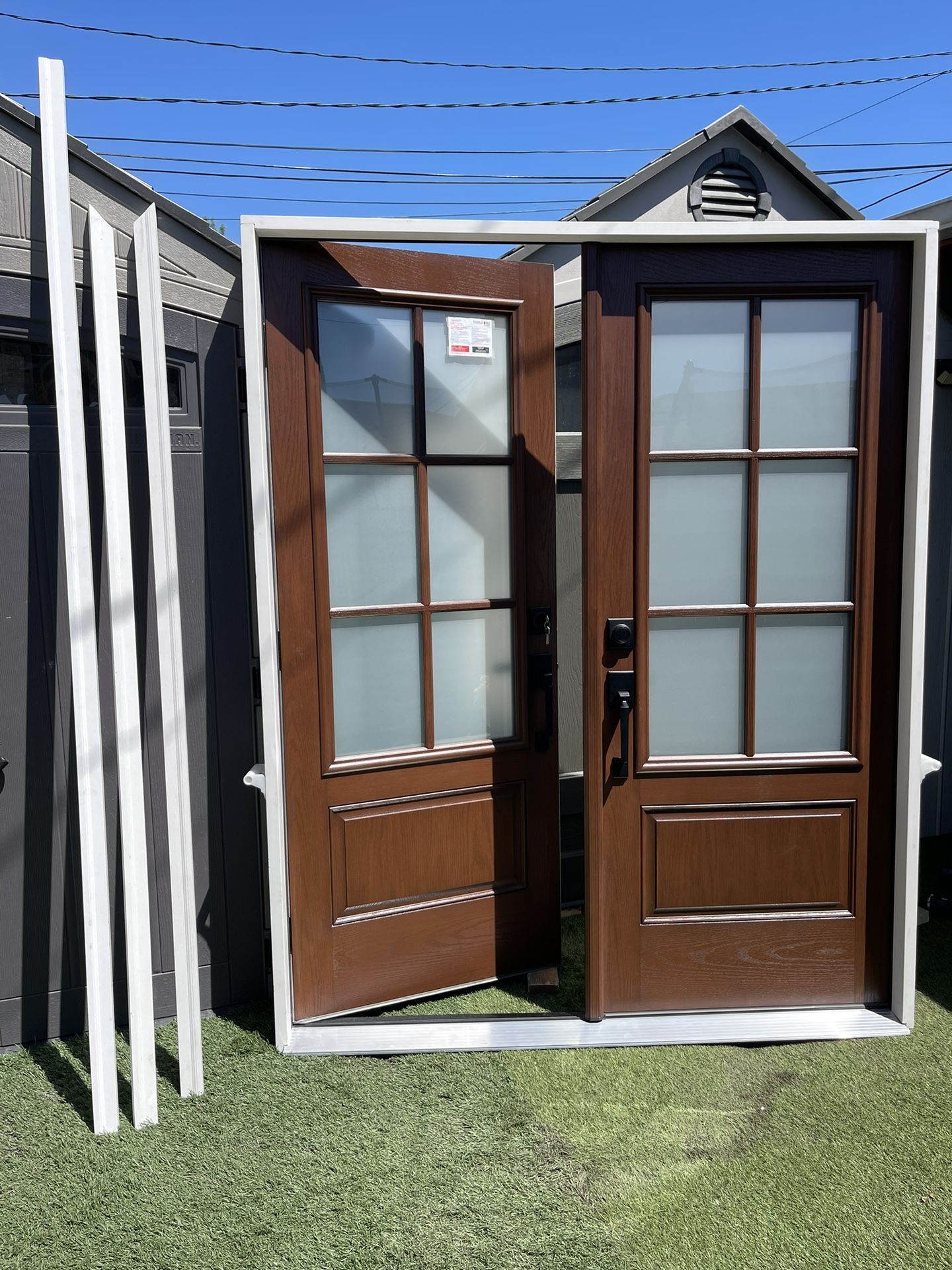 New Double Door Fiberglass Therma tru Size W66.1/4 H 81.1/2 Left Hand Inswing Open First $2150 Or Patio Door New