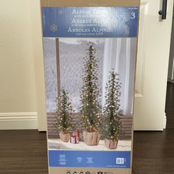 Artificial Faux Christmas Alpine Trees LED Lights