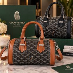 Brown Or Black Pattern Barrel Satchel Bag w/ Strap