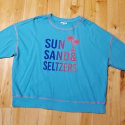 NEW Maurices 'Sun, Sand & Seltzers' Teal Sweatshirt (2X)