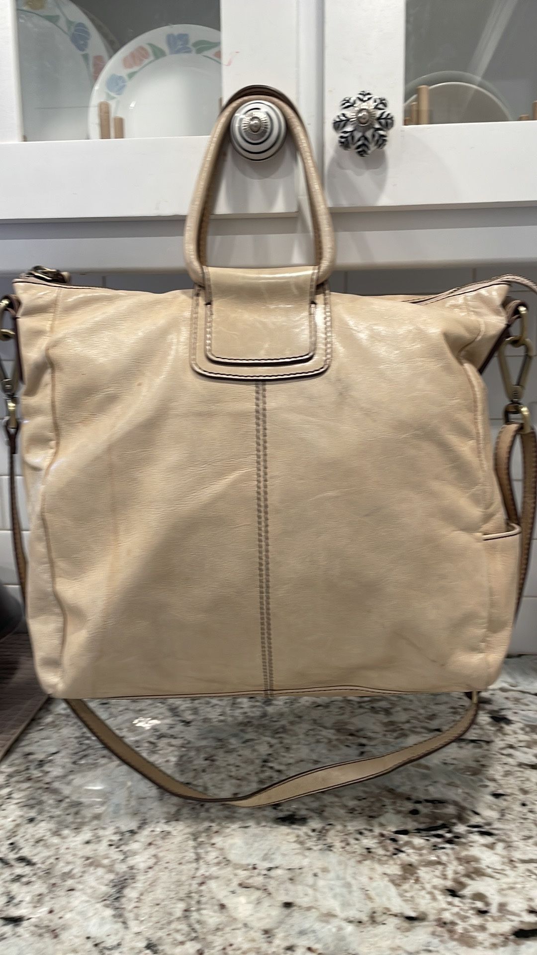 HOBO Satchel Crossbody Bag Distressed Leather