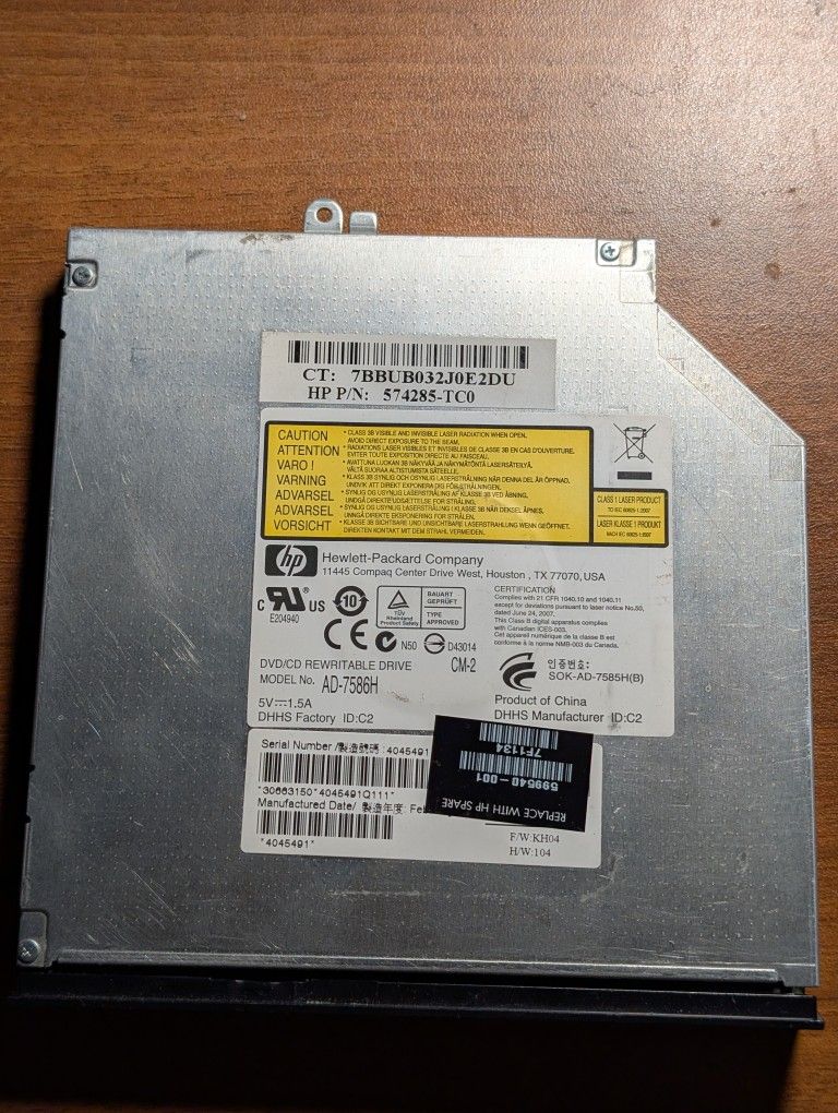 HP DVD/CD REWRITABLE DRIVE LIGHTSCRIBE MODEL AD-7586H
