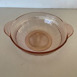 Anchor Hocking Coronation Pink Depression Glass Large Bowl With Handles