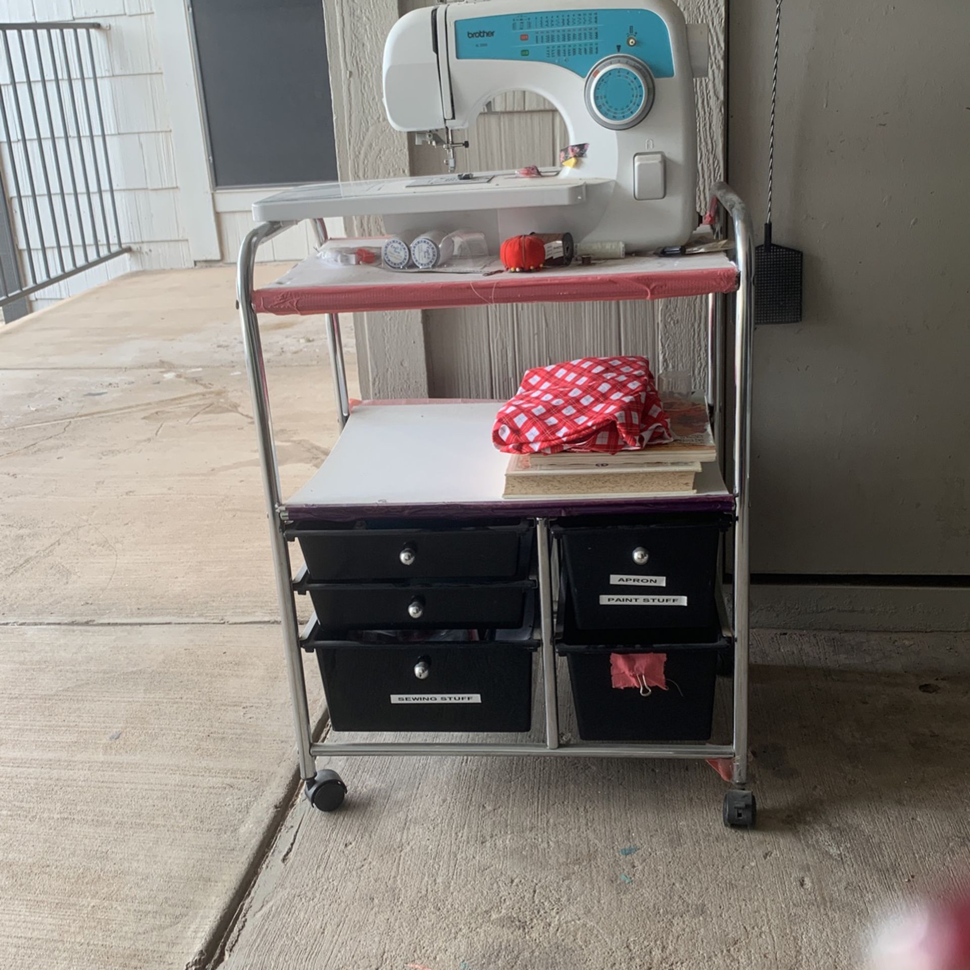 Brother Sewing Machine Plus Cart and Accessories 