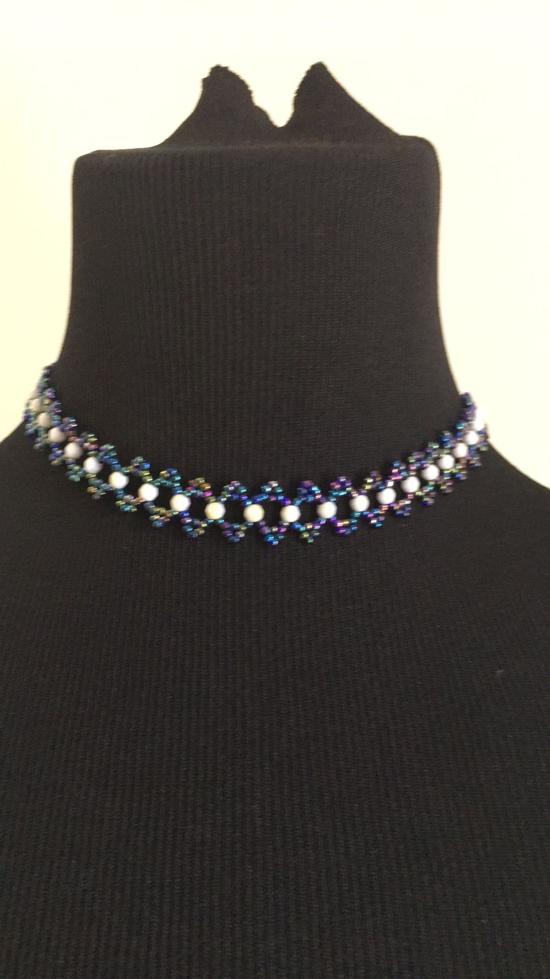 Blue beaded choker