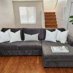 Oversized Living Spaces Gray Sectional – Like New, Deep & Super Comfy!