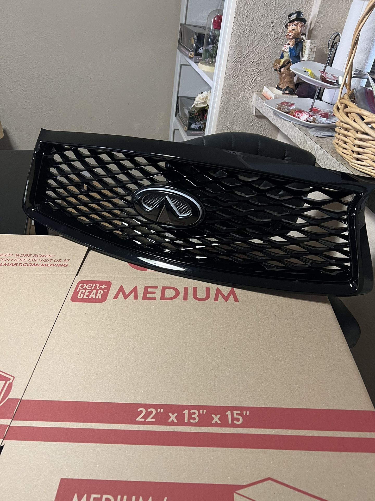 Infiniti Q50 2018 -2024 Glow RGB Changing color Emblem & Black Grille with sense holes