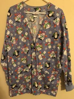 Peaches Uniform Scrub Christmas Jacket size S