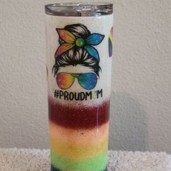 Proud Mom 20oz Skinny Glitter Tumbler
