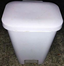 White Plastic Trash Bin