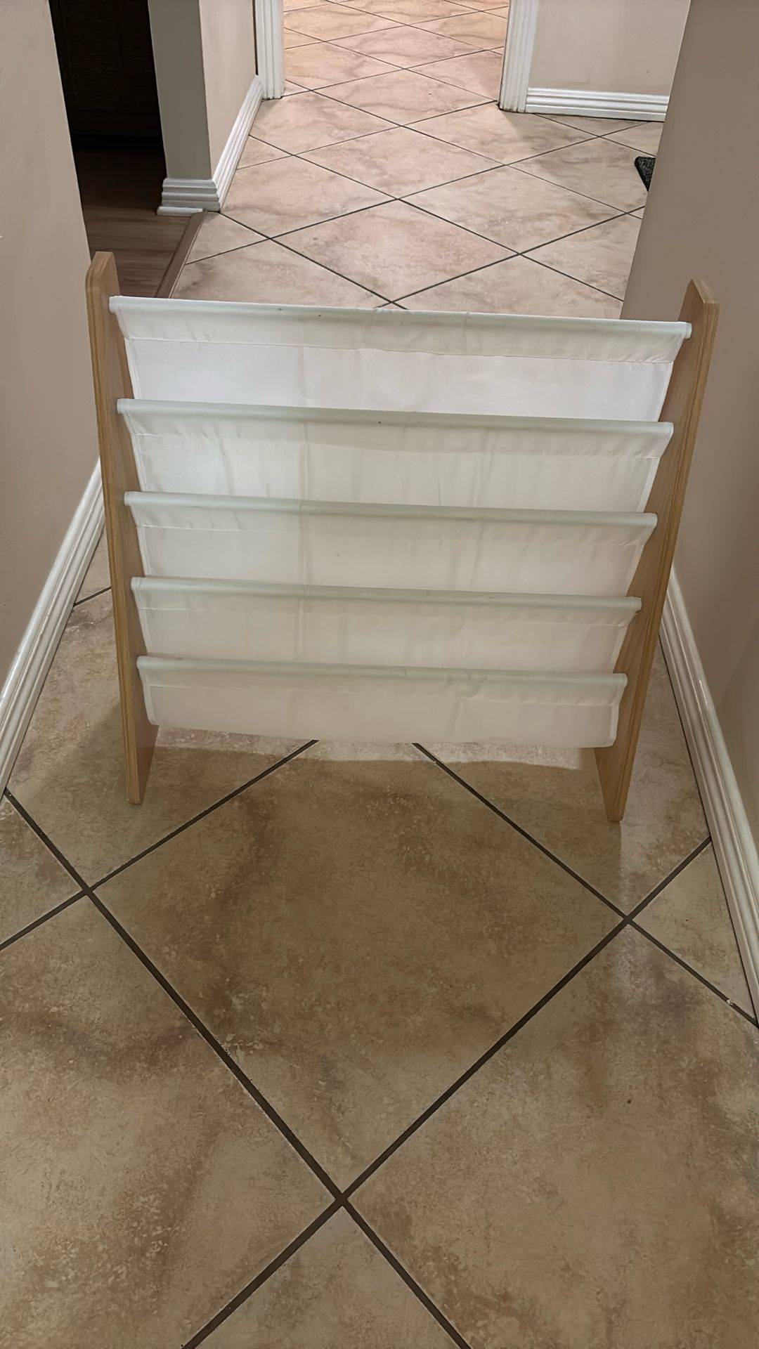 4-Tier Kids Bookshelf, Natural Wood/White 