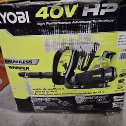 RYOBI 40V HP Brushless 165 MPH
730 CFM Backpack Blower
w/ Lawn and Leaf Bag, (2)
6.0 Ah Batteries and
Charger