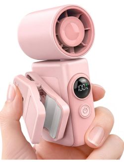 Hotsales Clip-On Portable Fan, 13500 RPM Rechargeable Handheld Mini Fan with LED Display, 360° Rotating Detachable Clip