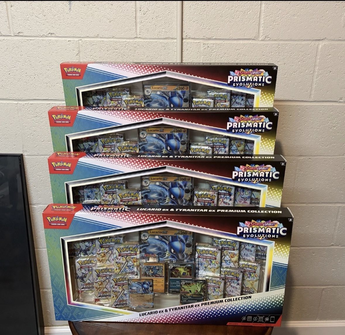 4X PRISMATIC EVOLUTIONS Lucario EX and Tyranitar EX Premium Collection