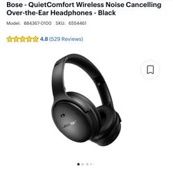 Bose - QuietComfort 45 Wireless Noise Cancelling Over-the-Ear Headphones - Black 