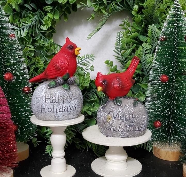 Red Cardinal Figurines Christmas Decor