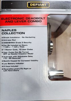 Defiant Electronic Deadbolt And Lever Combo