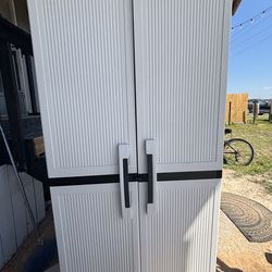 White and Black Garage Utility Cabinet