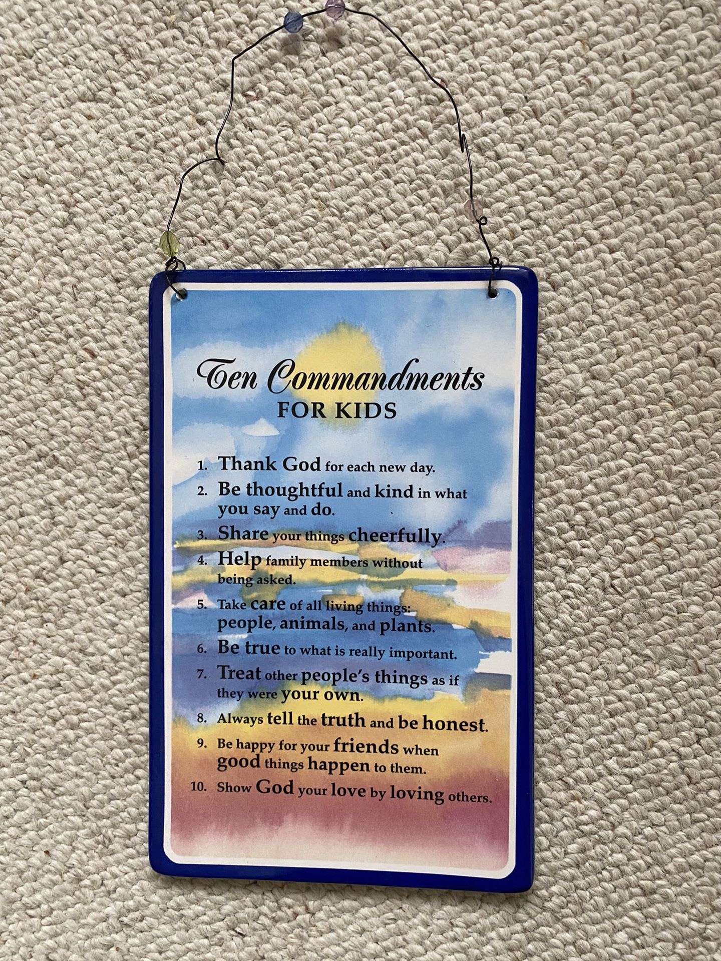 Cute Kids Hanging Plaque For Bedroom Ten Commandments For Kids