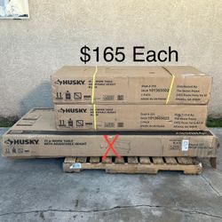 NEW Husky 46” Adjustable Height Work Table w/Wood Top, Gloss Black **2 Available, $165 Each**