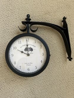 Double Sided 9” Inch Metal Subway Station Vintage Style Wall Clock- Rare!