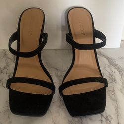 Black Slip On Heels Size 7