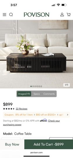 Povison Wood Coffee Table NEW