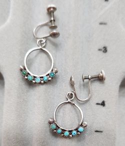 Genuine Silver And Turquoise Earrings
