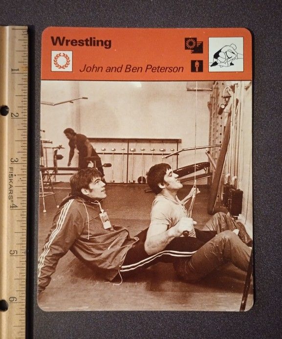 1977 Sportscaster Wrestling John And Ben Peterson Gold Medal Brothers Large Over-sized Card HTF Collectible Vintage Italy