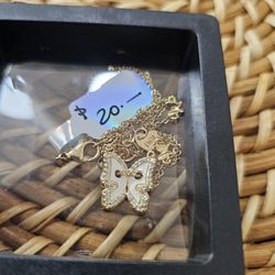 White Butterfly Necklace