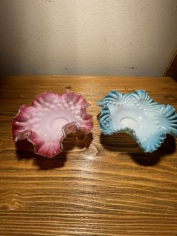 Vintage Pink & Blue Ruffled Dishes