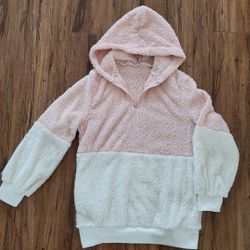 Girl Winter Long Sleeve Fuzzy Hoodies Warm Fleece Pullover Sweater Size 10 -12 New.