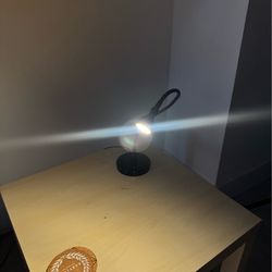 Black flexible gooseneck lamp with round base