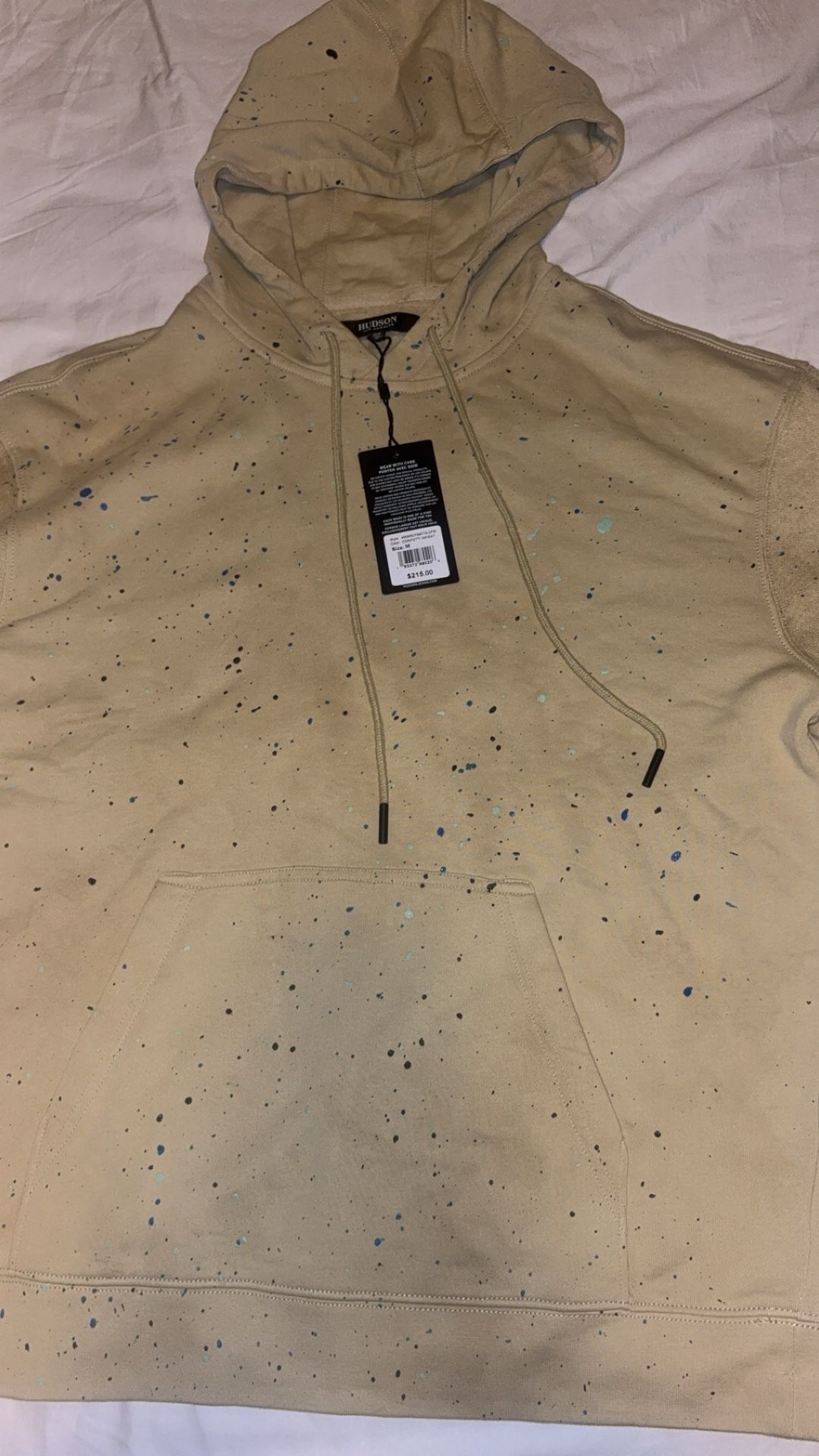 Hudson LA Moto Splatter Hoodie in Beige