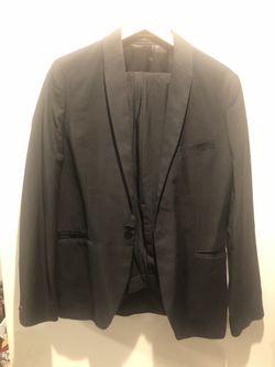 Black suit with shawl collar