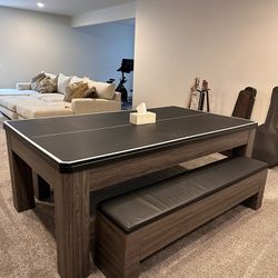 3-in-1 combination table: dining table, pool, and table tennis