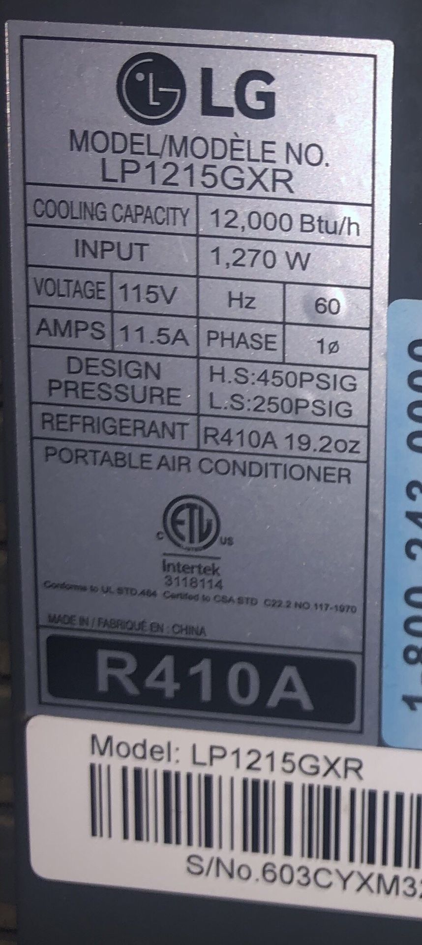 LG Portable A/C