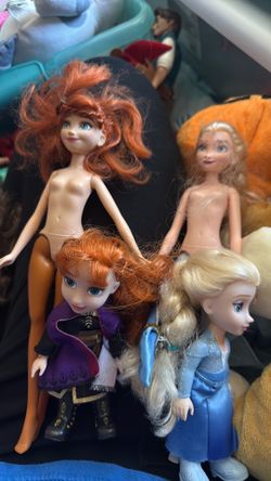 4 Disney frozen dolls small and Barbie Elsa & Anna