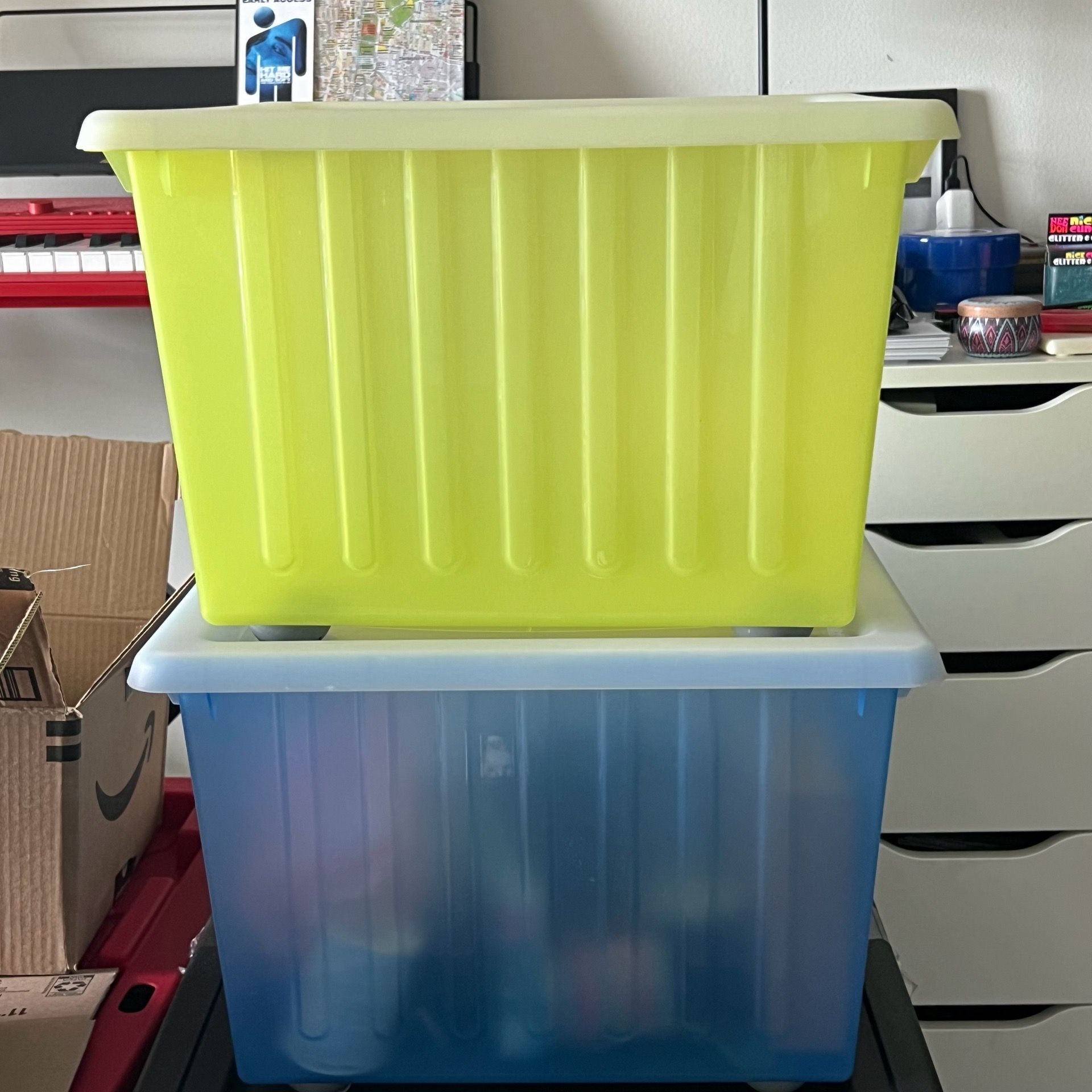 Storage Bins with Wheels and Stackable (set of 2)