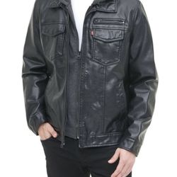 Levi’s Faux Leather Sherpa Lined Trucker with Hood