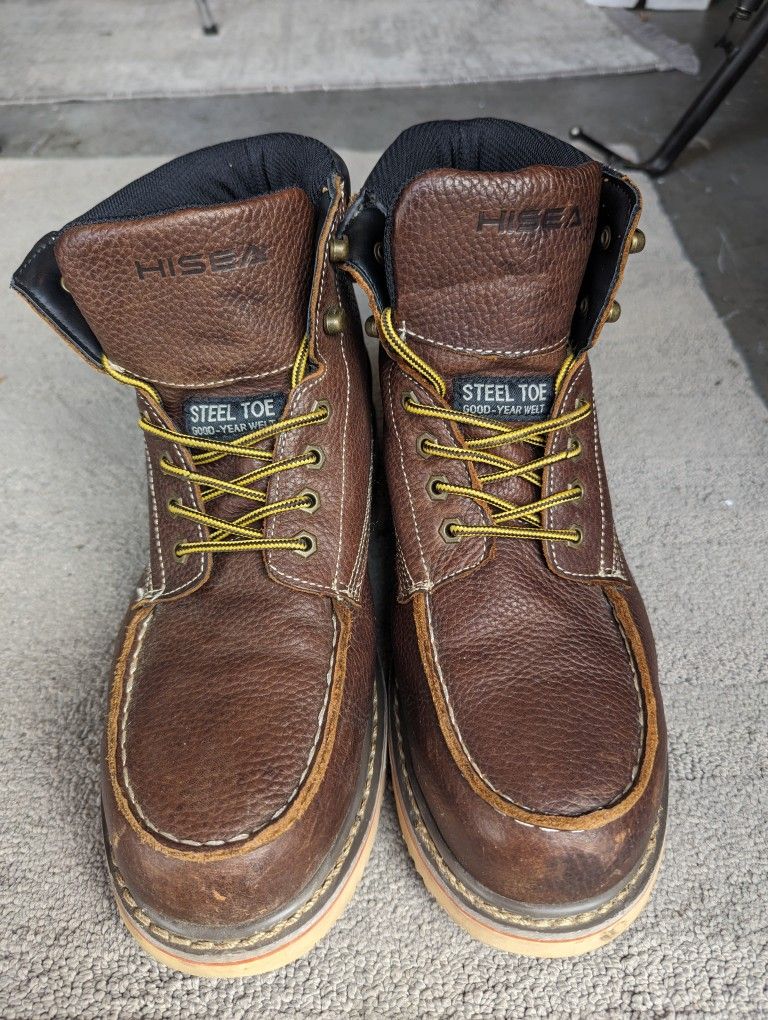 Hisea Steel Toe Work Boots Men's 11.5