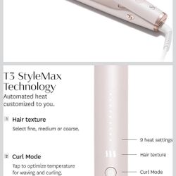 T3 SinglePass StyleMax Professional 1" Ceramic Flat Iron with Custom Heat Automation, 9 Heat Settings, Longer Ceramic Plates, for Straightening, Wavin