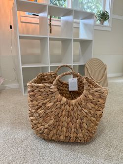 Large Woven Seagrass Storage Basket with Handles