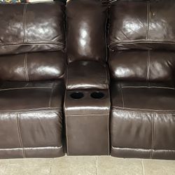 Leather Double Recliner Couch