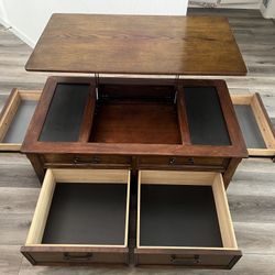 Solid Wood Lift-Top Coffee Table with Storage - $235