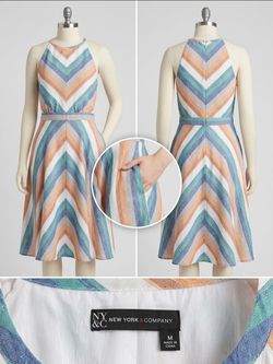 NY&Co Chevron Stripe Fit & Flare Dress