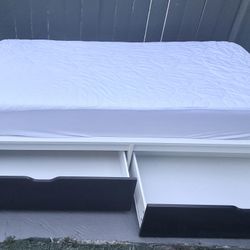 Ikea Twin Bed with 2 drawers and Zinus 8 inches Memory Foam Mattress! Excellent Condition!!!