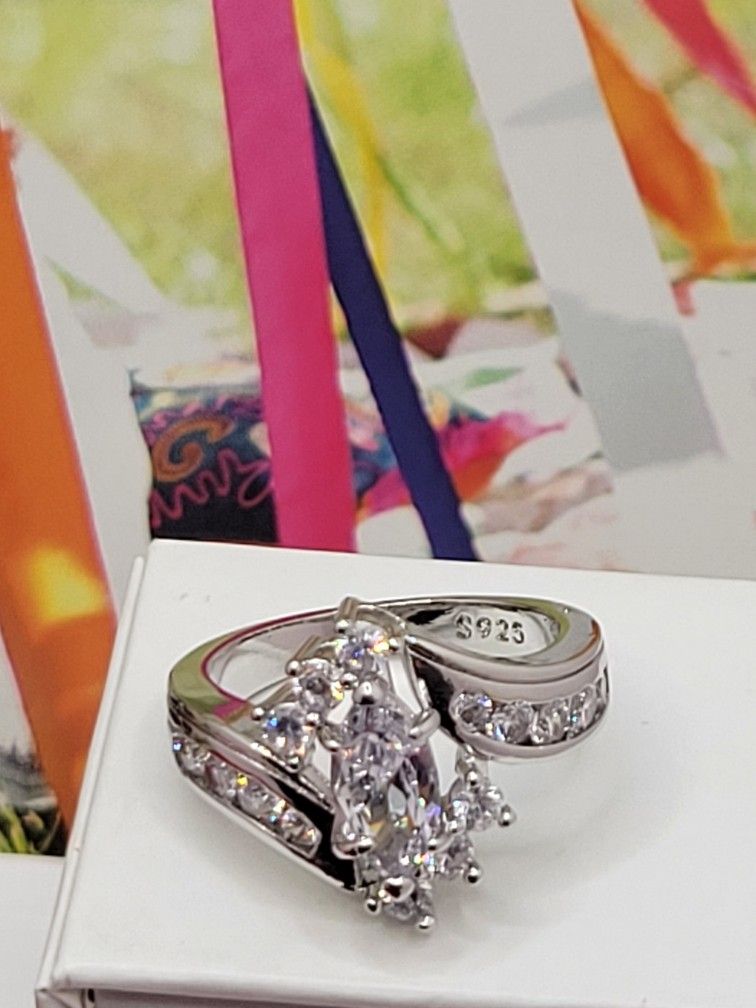 925 SILVER PRECIOUS Cz DIA RING, Sz 7