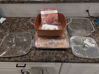 Copper Chef XL induction Cooktop with 11in Casserole Pan, Fry Basket, and Steamer tray