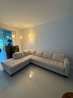 White leather sectional sofa